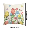 45x45cm Happy Easter Cushion Cover Cute Flower Eggs Pillow Cover Easter Egg Pillowcase Home Decorative Throw Pillow Case. 