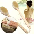 Natural Bristles Back Scrubber Shower Brush with Detachable Long Wooden Handle Dry Skin Exfoliating Body Massage Bath Brushes. 