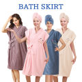 Women's Wrap Towel Spa Robe Hair Towel Adjustable Closure Long Robe V-Neck Shawl Bathrobe Dry Hair Cap Set, Fluffy Comfortable. 