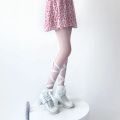 Japanese Lace Cross Straps Tie Leg Socks Jk Women Cotton  Stockings Socks Thin Women's Middle Tube Socks Party Long Socks. 