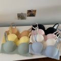 【Popular】Seamless Half Cup Cloud Nude Underwear Women  Small Breast Gathering Support Anti-Sagging Soft Support Wireless Bra. 