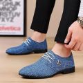 Men Canvas Pointy Toe Non Slip Brief Lace Up Dress Casual Business Shoes
..