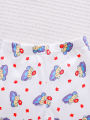 Baby Girl Spring Autumn Casual Butterfly Purple Top Floral Pants Two-Piece Set Infant Clothing Outfit. 
