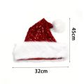 Sequin Christmas Hat Plush Solid Color Sparkle Santa Claus Hat with Long Fluffy Pompom For Adult Kids Christmas Party Decoration.
