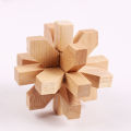 Wooden Kongming Lock,3D Brain Teaser Puzzle,Office Decompression Puzzle for Adult, Desktop Intelligence for Kids (Flower).