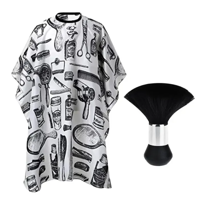 Barber wrap set Waterproof Hair Cutting Cape with Neck Duster Brush - Professional Barber Salon Hairdressing Apron Hair Stylists