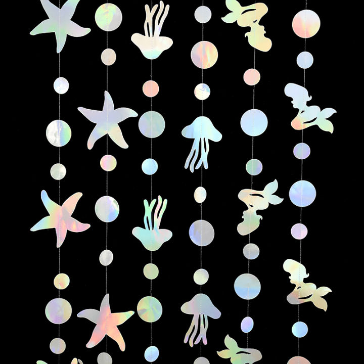 Rainbow%20Mermaid%20Garland%20With%20Jellyfish,%20Shell,%20Starfish%20And%20Pearl%20Paper%20Streamers%20For%20Little%20Mermaid%20Theme%20Birthday%20Party%20Decor%20-%20Image%204