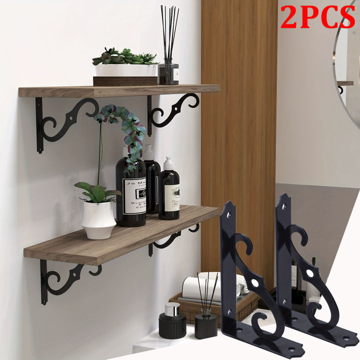 2pcs Decorative 5 Inch Wall Mounted Floating Shelf Bracket For DIY Open Shelving L Shape Heavy Duty Furniture Support Hardware