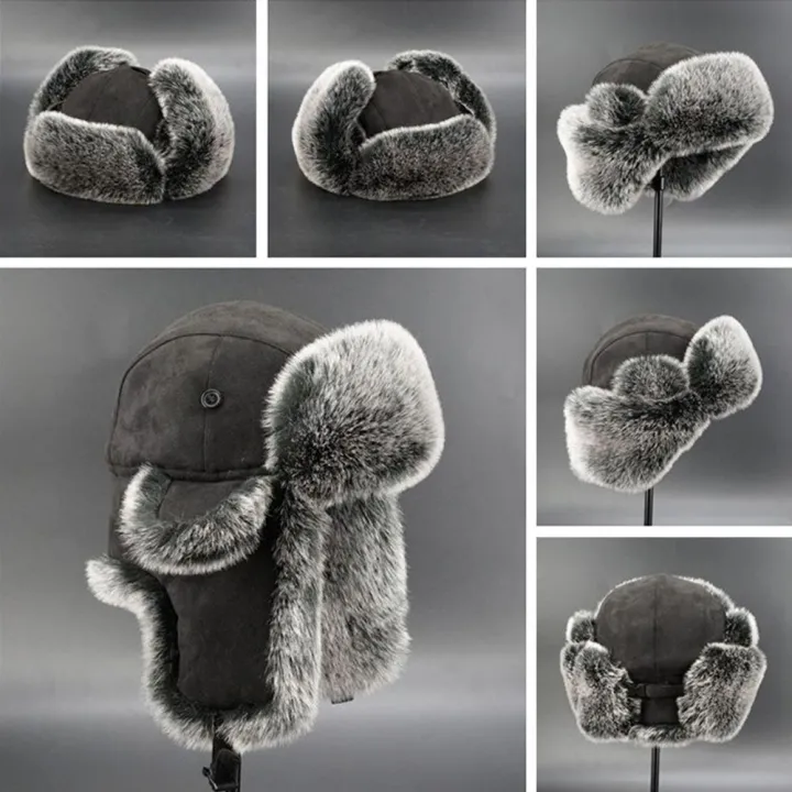 Women%20Men's%20Trapper%20Hat%20Ski%20Cap%20Ushanka%20Russian%20Cossack%20Faux%20Fur%20Earflap%20Suede%20Leather%20Warm%20Winter%20Hat%20Hats%20Earflap%20Bonnet%20-%20Image%203