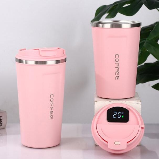 Temperature Display Indicator Sipper 380ML Vacuum Insulated Stainless Steel Tea Coffee Mug Thermos Flask Travel Mug - Tumbler with Flip Lid Mesh Filter Hot and Cold for 3 Hours (Multicolor)