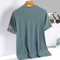 Men's Summer Ice Silk T-shirt Sweatshirt Round Neck Simple Running Fitness Suit Thin Breathable Quick Drying T. 