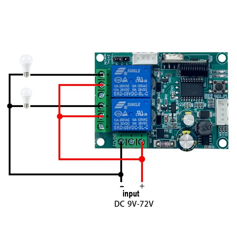 Wireless Switch DC 12V 24V 9-72V 2CH Relay Module+433MHz Rf Transmitter ...
