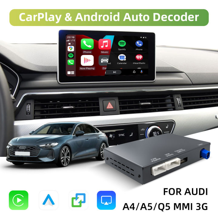 Wireless CarPlay Android Auto Retrofit Decoder Kit for Audi A4 A5 Q5 2008-2018 with MMI 3G 6.5/7 Inch Screen OEM Upgrade