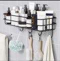 Bathroom Kitchen Punch Corner Frame Shower Shelf Wrought Iron Shampoo Storage Rack. 