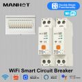 Manhot WiFi 63A Smart Circuit Breaker Swith Double Breaker N+L Line Function Voltage Current Protection Work Tuya App Control. 