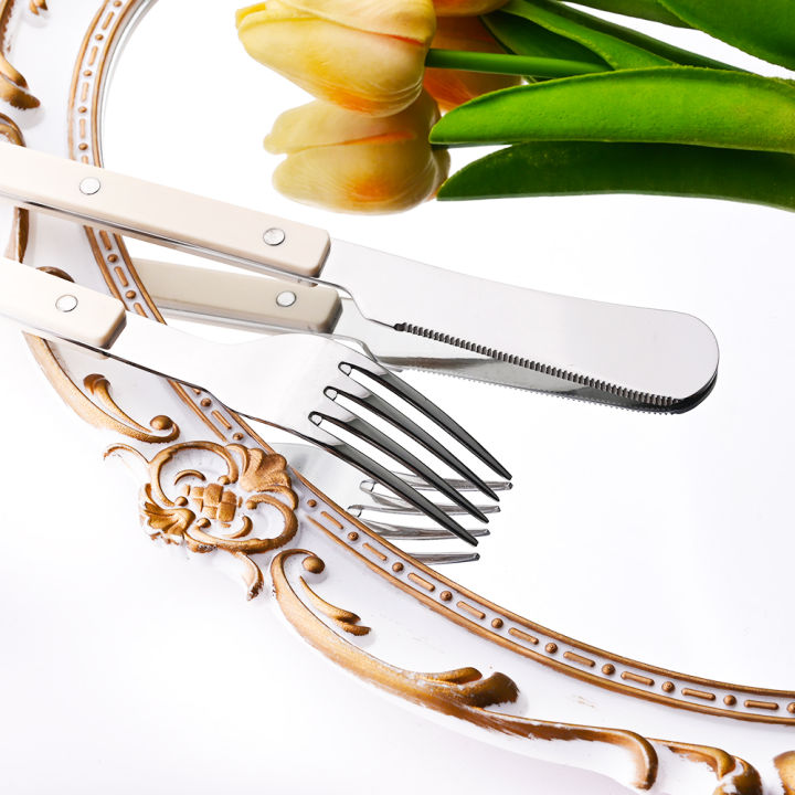 Beige%20Silver%204/16Pcs%20Dinnerware%20Acrylic%20Handle%20Knife%20Fork%20Spoon%20Set%20Stainless%20Steels%20Cutlery%20Set%20Western%20Dinner%20Kitchen%20Flatware%20-%20Image%204