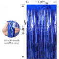 1x2m Blue Tinsel Curtain Party Backdrop Glitter Foil Fringe Curtain Dark Blue Party Streamers Hanging Birthday Baby Shower Decor.