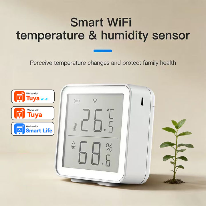 WiFi LCD Indoor Digital Electronic Temperature and Humidity Sensor For Tuya Smart Life APP Remote Viewing Temperature Monitor