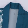 Men's Kimono Cardigans Japanese Ukiyoe Sea Wave Loose Fit Open Front Shirt Kimono Men Blue Casual Summer Shirt Beach Shirt.