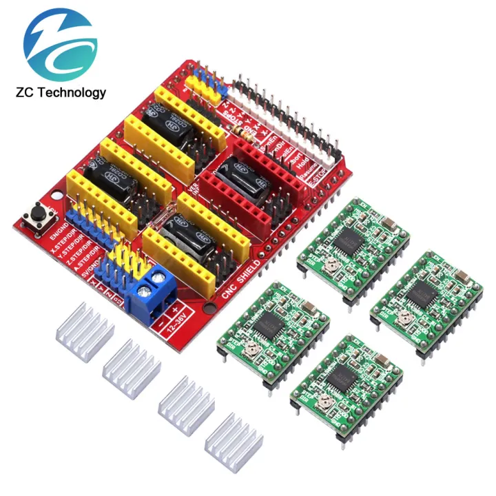 CNC%20Shield%20V3%20Engraving%20Machine%20/%203D%20Printer%20/%20+%204pcs%20A4988%20DRV8825%20AT2100%20Stepper%20Motor%20Driver%20Expansion%20Board%20for%20Arduino%20UNO%20-%20Image%202