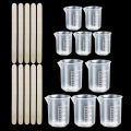 5/20 pcs Epoxy Resin Casting Tools Kit Including 5pcs 50ml Measuring Cups, 10pcs Wooden Sticks, 5pcs 100ml Measuring Cups. 