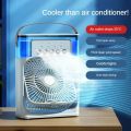 Portable humidifier fan light household small air cooler 3-in-1 electric fan, 7-color camping, office ceiling fan with light. 