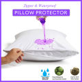 1pc Waterproof Pillow Cover Cotton Terry Fabric Zipper Pillow Protector Bedbug Proof & Hypoallergenic 50x70cm.