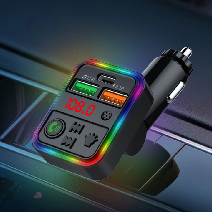 Car Bluetooth Adapter 5.3 FM Radio Transmitter MP3 Music Player Handsfree Calling Audio Receiver Type-C PD USB Car Quick Charger