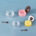 3pcs 6g Pink/Yellow Empty Plastic Lip Mask Jars Small Spoon With Honey Lip Balm Cans Bead Containers Lipstick Makeup Containers. 