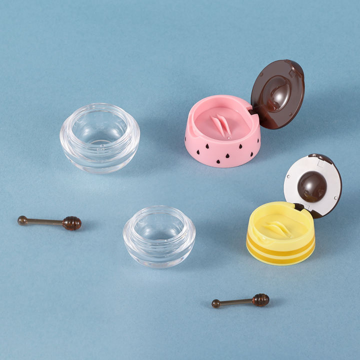 3pcs%206g%20Pink/Yellow%20Empty%20Plastic%20Lip%20Mask%20Jars%20Small%20Spoon%20With%20Honey%20Lip%20Balm%20Cans%20Bead%20Containers%20Lipstick%20Makeup%20Containers%20-%20Image%203