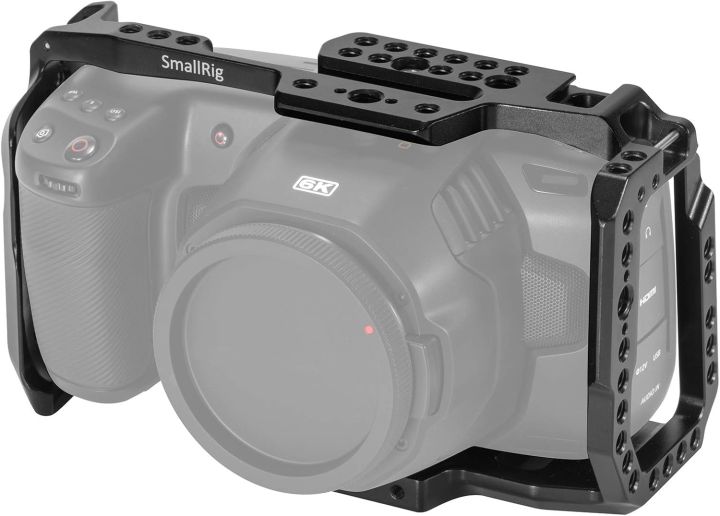 New Version) SMALLRIG Cage Compatible with BMPCC 4K, 6K, Camera Cage for Blackmagic Pocket Cinema Camera 4K with Anti-twist Mechanism and Mounting Points - 2203B