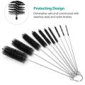 10Pcs/Set Multifunctional Portable Stainless Steel Household Bottle Brushes Cleaner Glass Washing Tube Cleaning Brush Set.