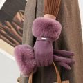 Winter Women Keep Warm Plus Velvet Touch Screen Thicken Plush Wrist Suede Gloves Fashion Personality Elegant Drive Cycling. 