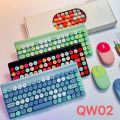 Wireless Keyboard and Mouse Combo QW02 | Ergonomic Keyboard and Mouse Set | 2.4Ghz USB Wireless Office Keyboard with Multi-Media Function Keys and Number Pad for PC Computer Windows | Wireless Keyboard Mouse Kit Colorful Mechanical Keyboard Set.