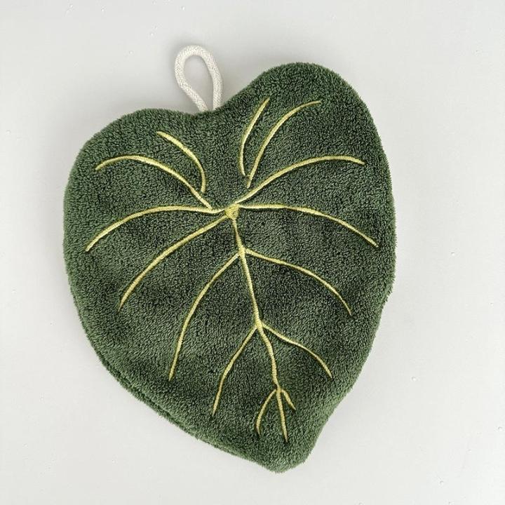 Soft%20Double%20Layer%20Leaf%20Style%20Hand%20Towel%20Thickened%20Absorbent%20Hanging%20Hand%20Cloth%20Speed%20Dry%20Handkerchief%20Kitchen%20Rag%20-%20Image%204