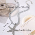 3 Pcs/set Simple Fashion Starfish Pendant Necklace Ocean Style Party Banquet Exaggerated Earrings Personalized Women Jewelry Set. 