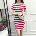 + Korean sax + beautiful chic stretch fabric with 3 color sax short sleeve open shoulder 1 side dress Sax (4). 