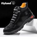 FLYLAND Men's Ankle Boots Casual Leather Shoes Fashion Vintage Hand Stitching Soft Business Handmade Shoes. 