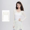 Women Floral Lace Pleated Bow Dance Tops Long Sleeves Pullover Blouses Girls Soft Thin Tulle Casual Tees Yoga Training Crop Top.
