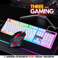 100% Original Gaming Keyboard and Mouse RGB in Low Price with Mechanical Feeling & FREE Gaming MousePad - Membrane Back Light Key Board with Glowing Luminous Keys - Wired for Mobile Pubg Laptop PC Computer Game - 112 Keys - By FunBug. 