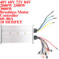 72V 2000W E-bike Controller Brushless motor Controller 48V 60V 2500w 3000W MAX 80A,  9+9 =18 Mosfet, for electric motorcycle. 