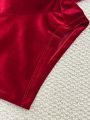 1Pc men's high-quality Christmas velvet underwear, bow and bell Christmas underwear, with skin friendly and smooth fabric.