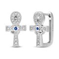 New 925 Sterling Silver Ankh Cross Earrings Sparkling CZ Zircon For Women Girls Adorable Birthday Party Cute Jewelry s. 