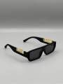Jaguaar Decorated Arms Rectangle Sunglasses for Men and Women | Vintage Rectangular Sunglasses Men Women SUnglasses. 