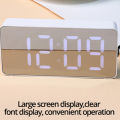 1Pc White LED Mirror Table Clock Snooze Display Time Night Light Desktop USB Alarm Clock Home Decor. 