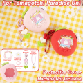 Silicone Protective Cover with Panel Paper Pendant Knob Cover Decorative Cover Red Pink Strawberry for Tamagotchi Paradise Uni. 