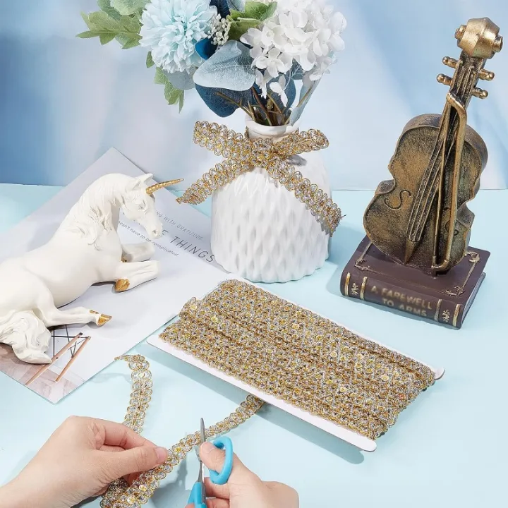 14.2Yds%20Gold%20Lace%20Fabric%20Sewing%20Embroidery%20Sequin%20Ribbon%203/4"%20Waved%20Paillette%20Lace%20for%20Sewing%20Christmas%20Dress%20Clothing%20Crafts%20-%20Image%205