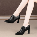 Botas Femininas Women Fashion High Quality Brown Stiletto Heel Ankle Boots Lady Casual Black Patent Leather Autumn Shoes A100. 
