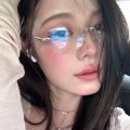 Ultra Lightweight Frameless Square Women's Anti Blue Light Glasses Suitable for Daily Casual Wear. 