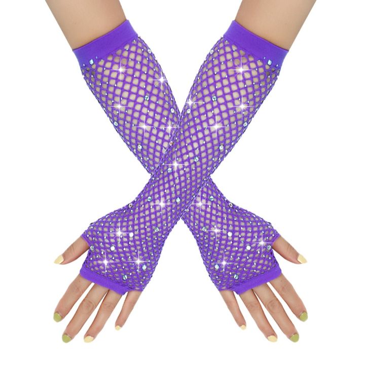 Hot%20Sale%20Fingerless%20Fishnet%20Gloves%20%20Highly%20Elastic%20Arm%20Sleeve%20Punk%20Goth%20Ladies%20Disco%20Rhinestone%20Performance%20Gloves%20Unisex%20-%20Image%202